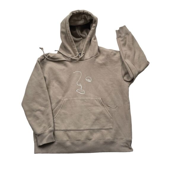 OAK + FORT Hoodie Soft Fleece Kangaroo Pocket Pullover Sweatshirt Sz L - Picture 1 of 10